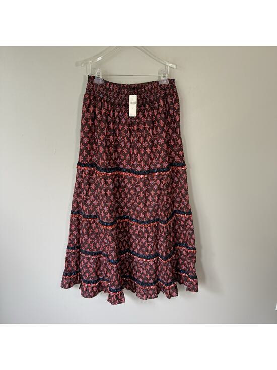 Anthropologie Dresses & Skirts - Anthropologie Skirt Genevieve Floral Tiered Maxi Skirt XL Maroon Boho New